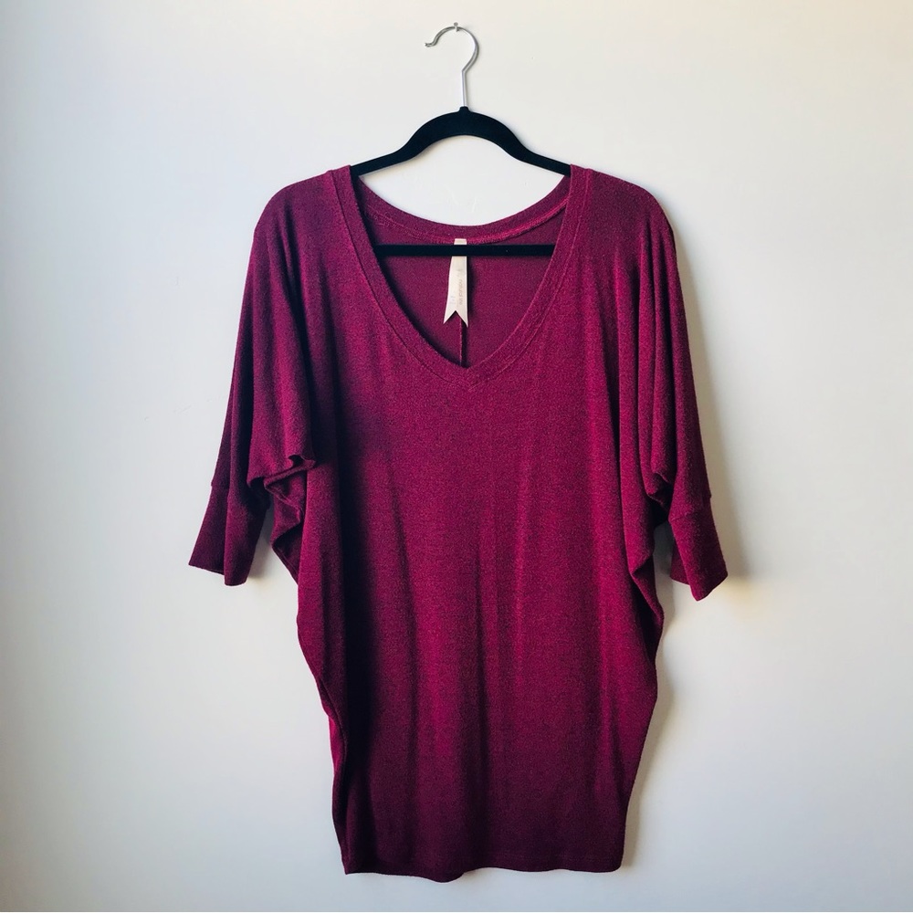 Natural Life Wine Dolman-Sleeve Tee (Size S)